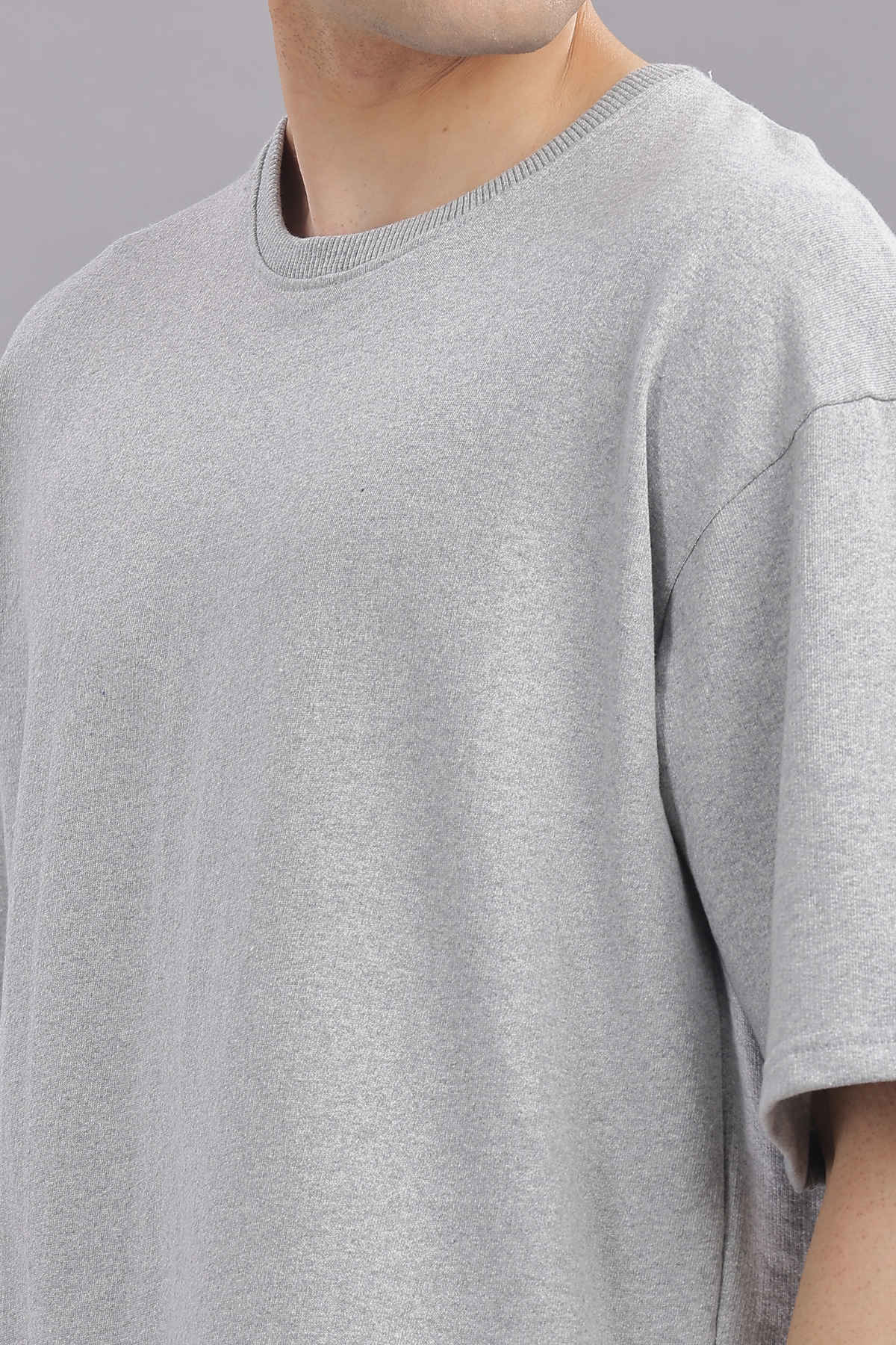 Springman Men Cotton French Terry Oversized T-shirt | Grey - S