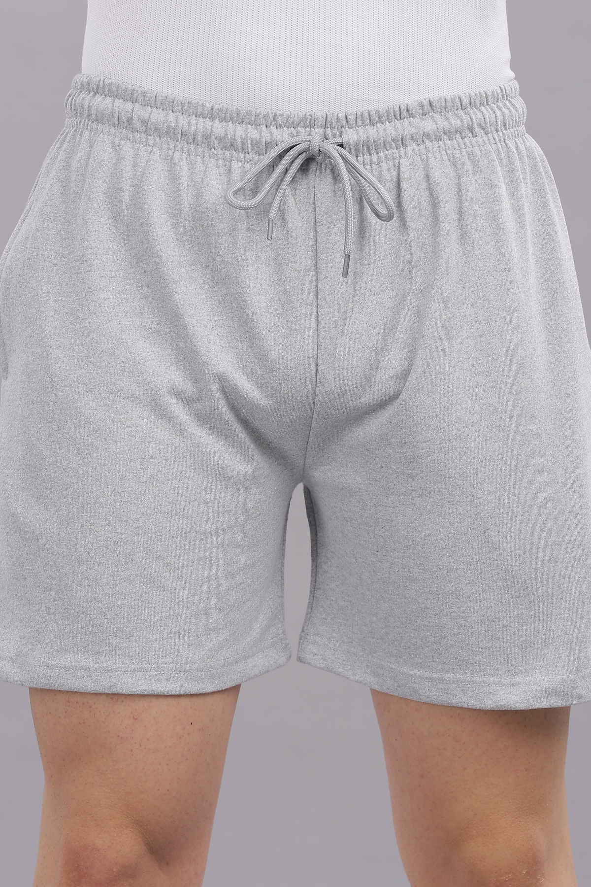 Springman Solid French Terry With Elastic & Drawstring Shorts For Men's | Grey | XL