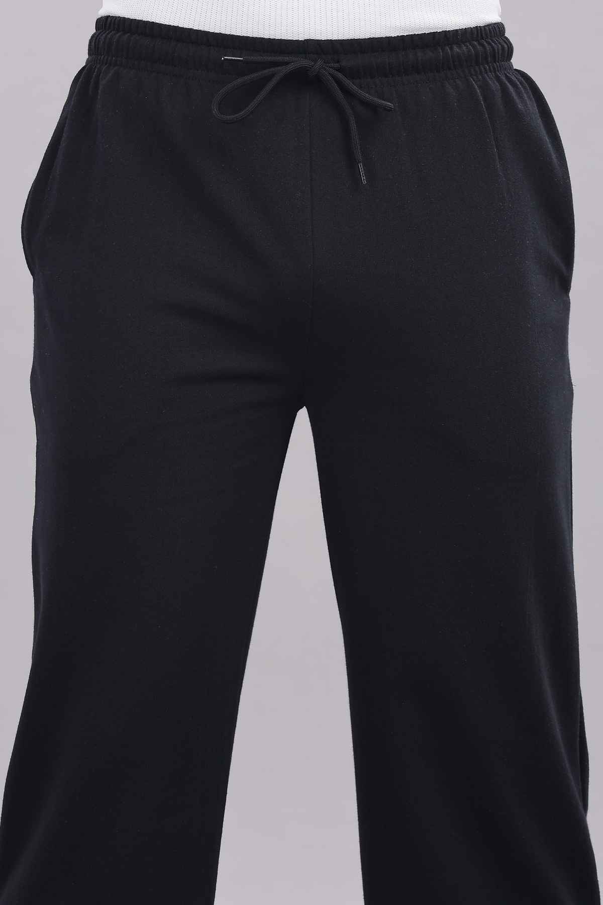 Springman Men's Solid Cotton Rich French Terry Baggy Track Pant | Black - 2XL