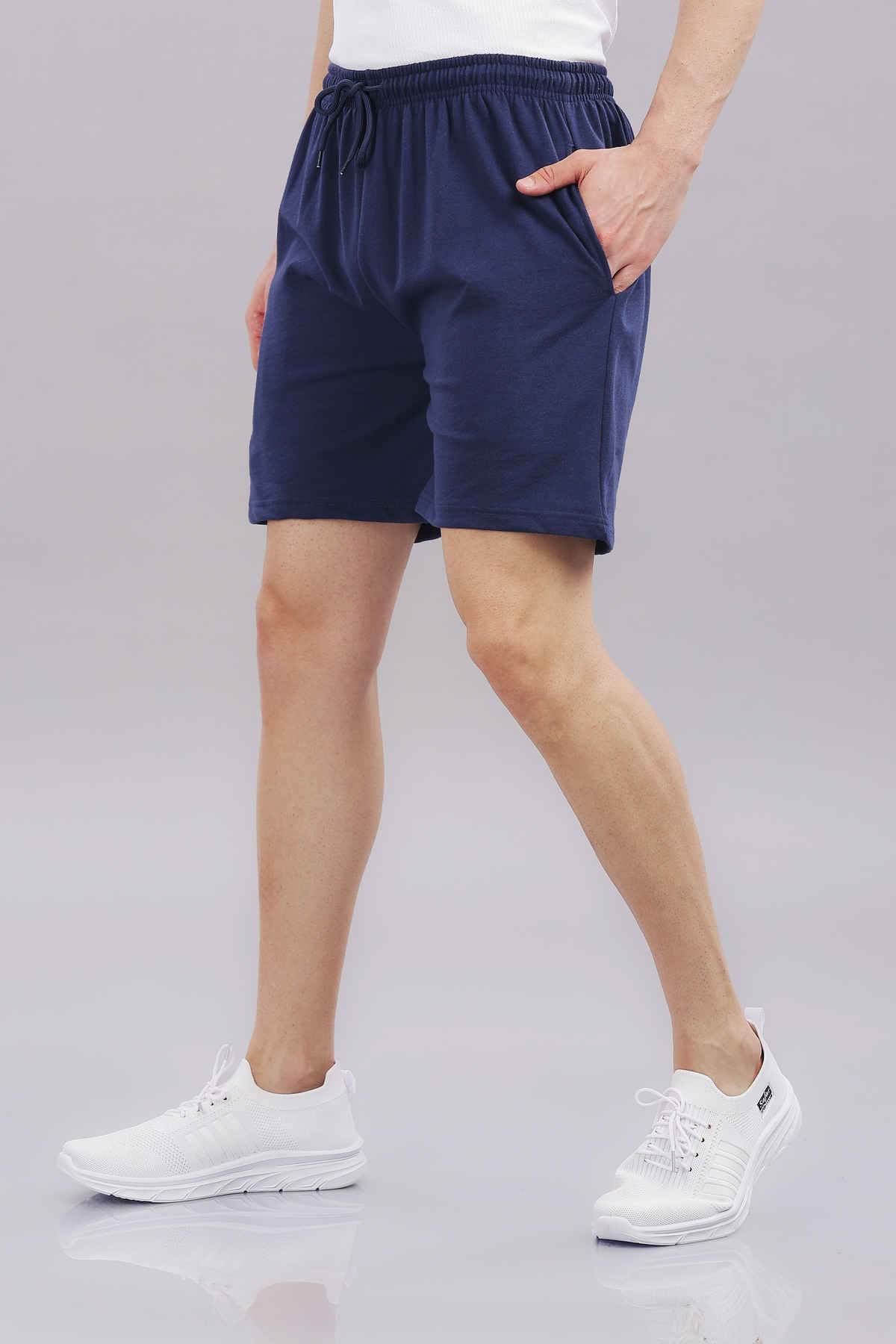 Springman Solid French Terry With Elastic & Drawstring Shorts For Men's | Blue | S