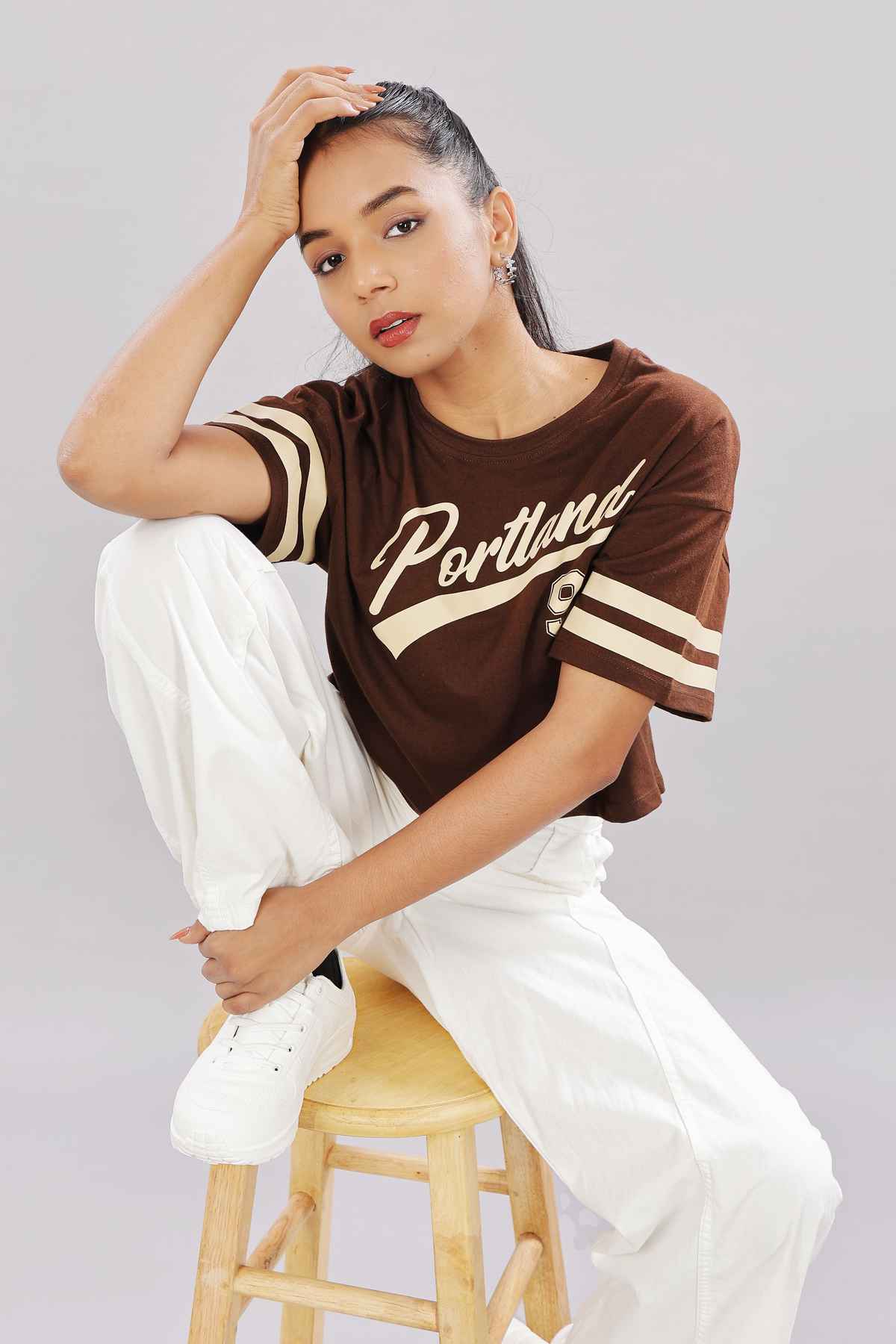 Springman Crop Top | For Gym and Daily Wear | 100% cotton for Women | Brown - L