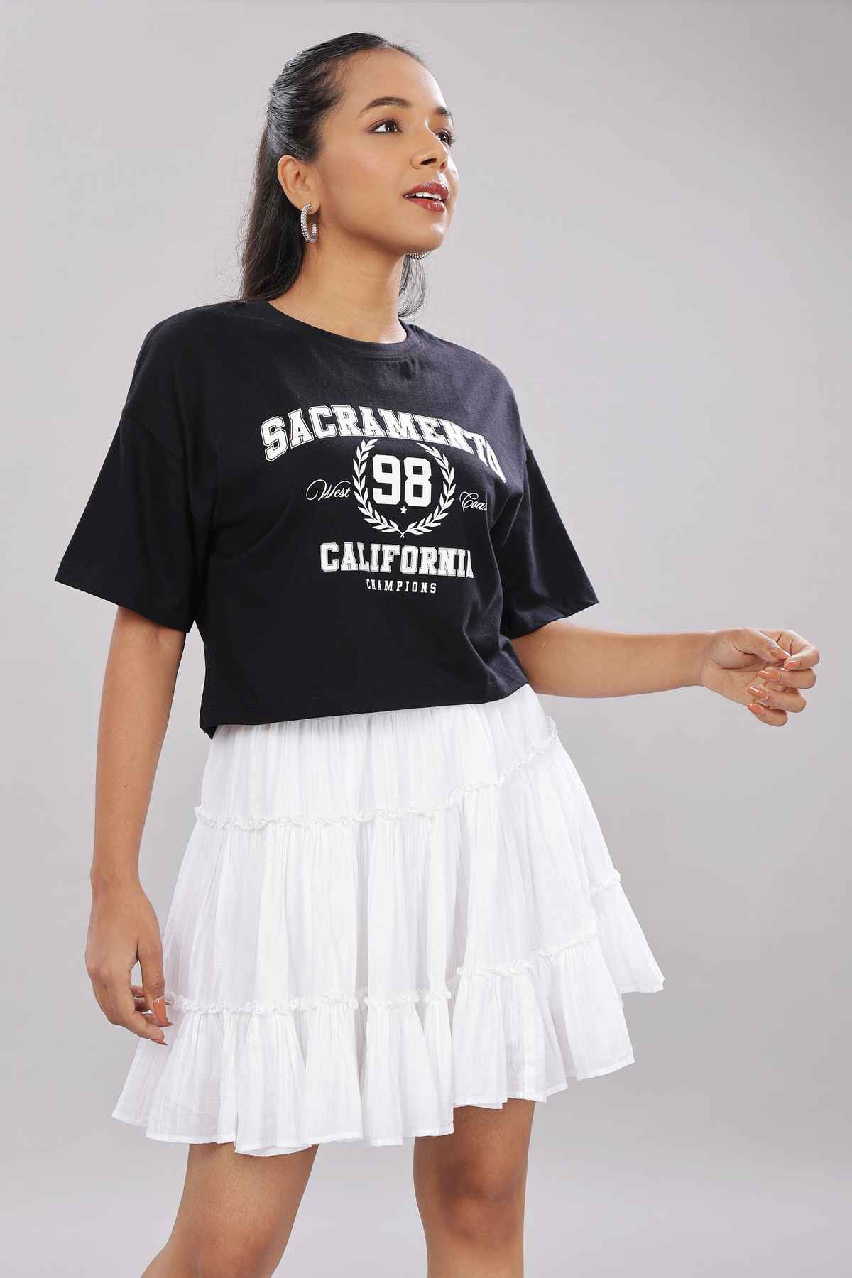 Springman Crop Top | For Gym and Daily Wear | 100% cotton for Women | Black - L