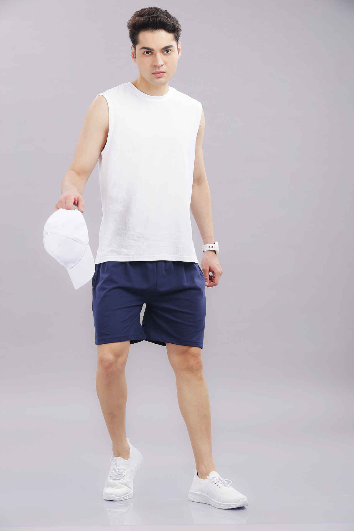 Springman Solid French Terry With Elastic & Drawstring Shorts For Men's | Blue | S