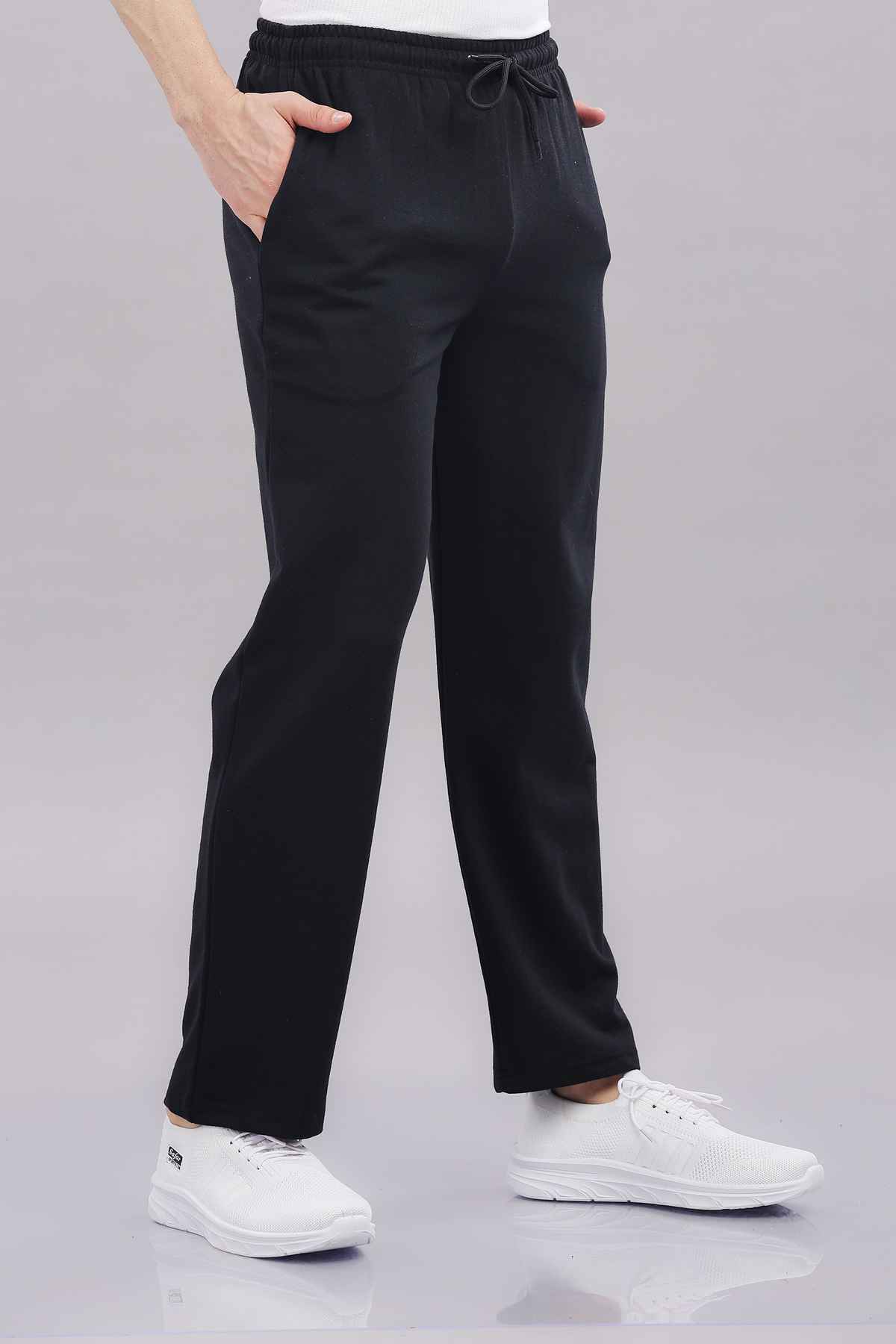 Springman Men's Solid Cotton Rich French Terry Baggy Track Pant | Black - S