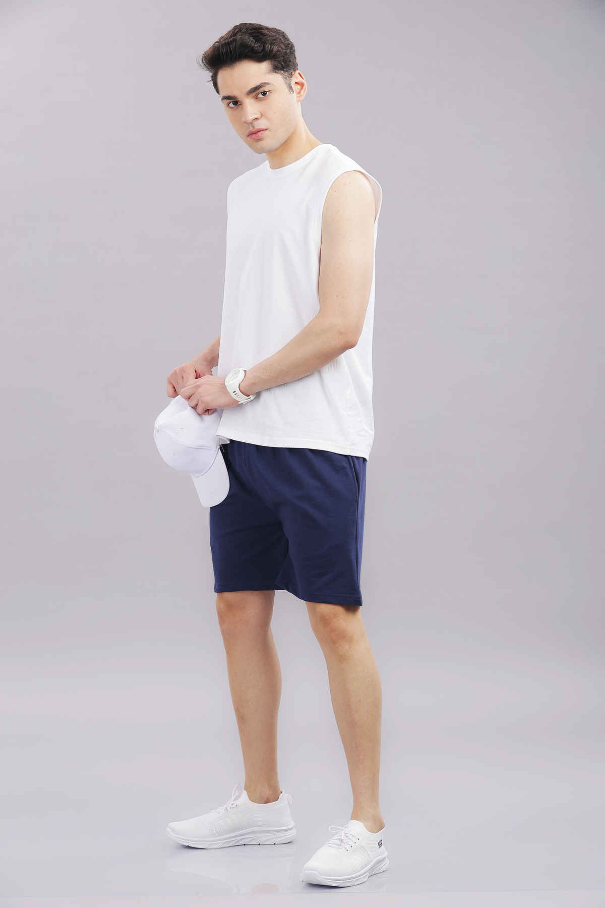 Springman Solid French Terry With Elastic & Drawstring Shorts For Men's | Blue | XXL
