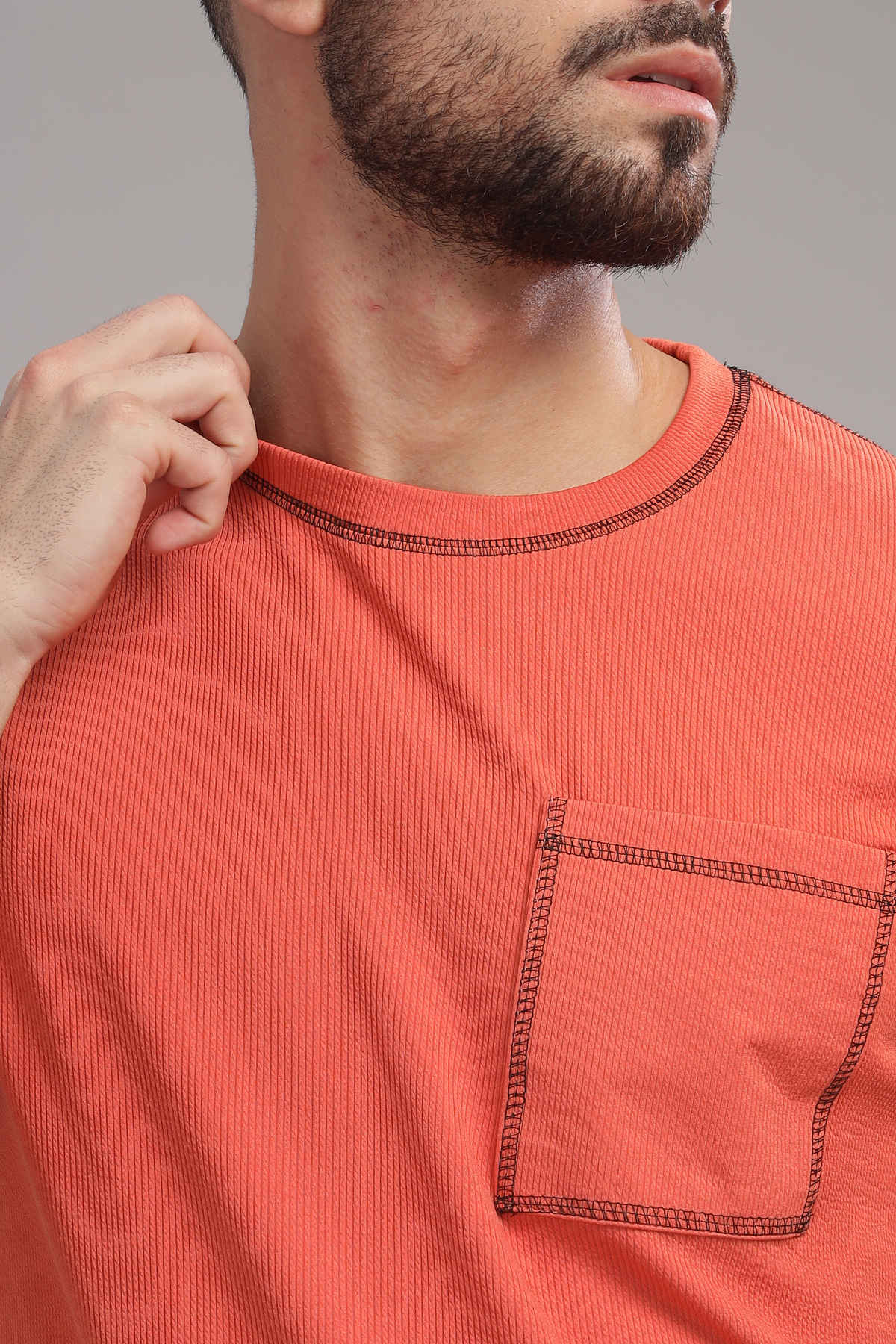 FTX Men's Structured Fabric Solid Regular Fit Co-ord Set T-shirt & Shorts | Rust - L