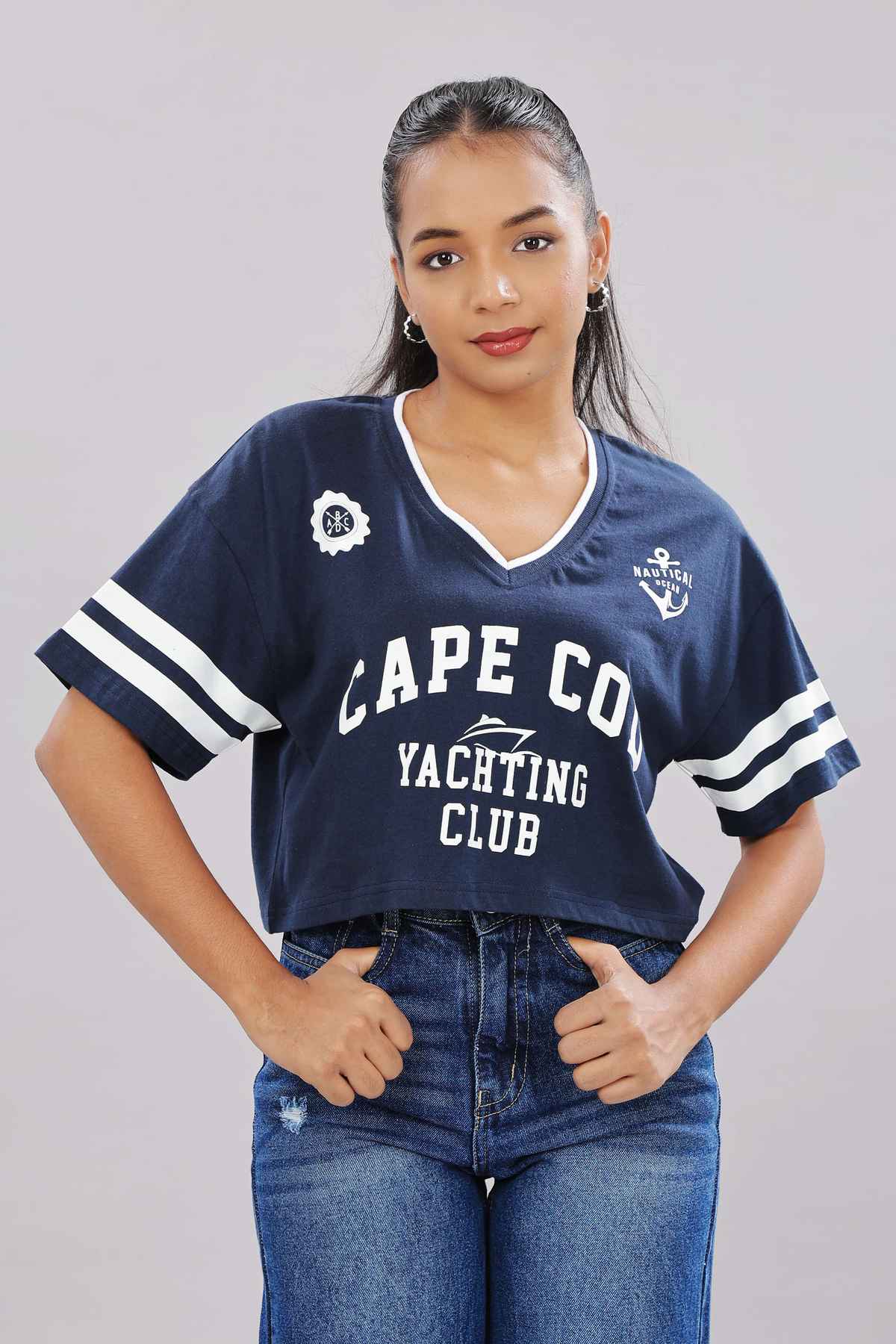 Springman Crop Top | For Gym and Daily Wear | 100% cotton for Women | Blue - XL