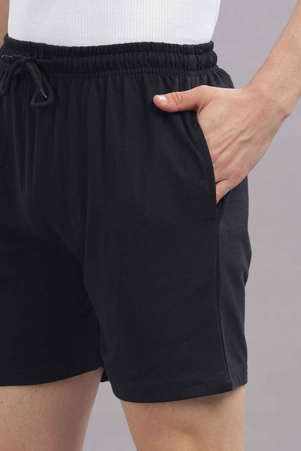 Springman Solid French Terry With Elastic & Drawstring Shorts For Men's | Black | S
