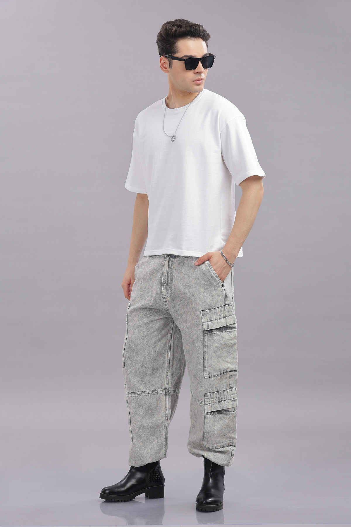 Springman Men 100% Cotton French Terry Oversized T-shirt | White - XL