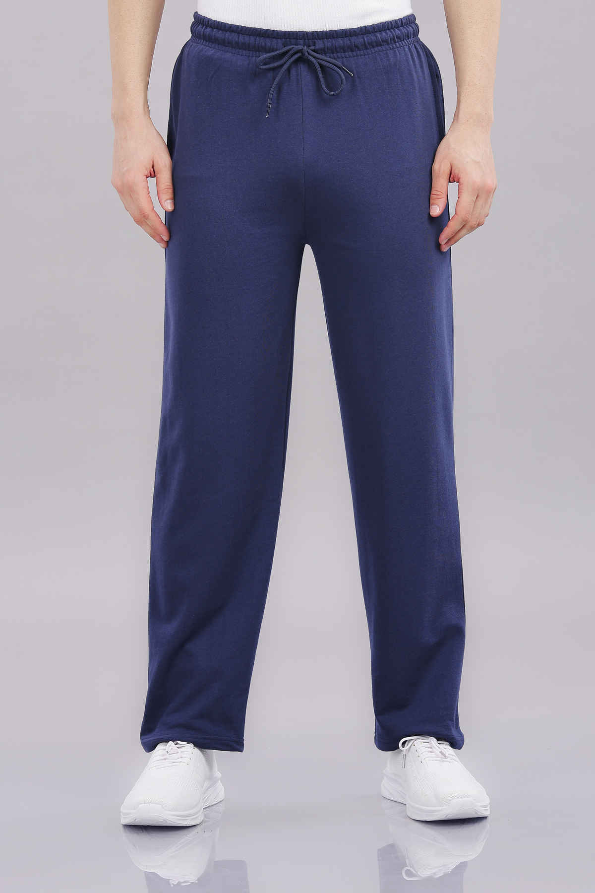 Springman Men's Solid Cotton Rich French Terry Baggy Track Pant | Blue - S
