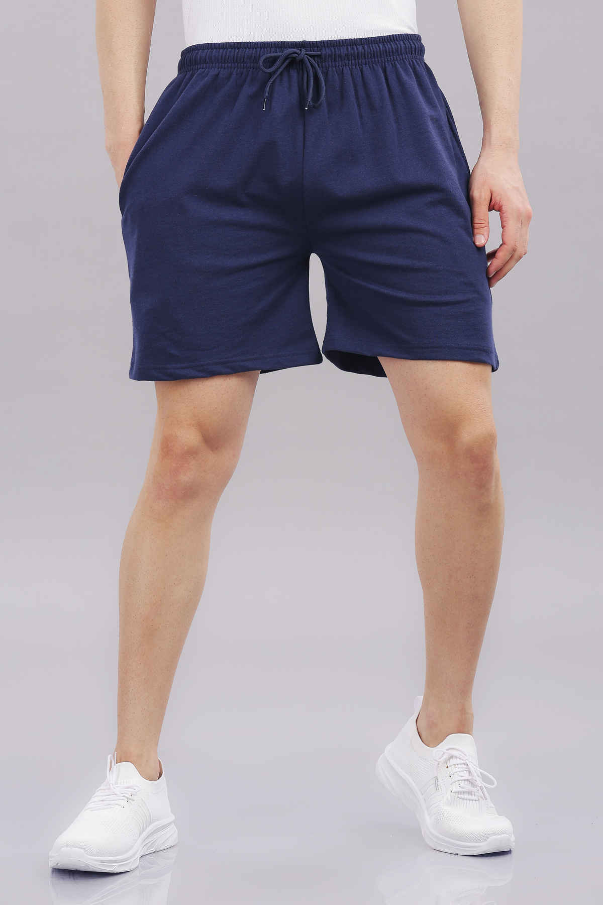 Springman Solid French Terry With Elastic & Drawstring Shorts For Men's | Blue | S