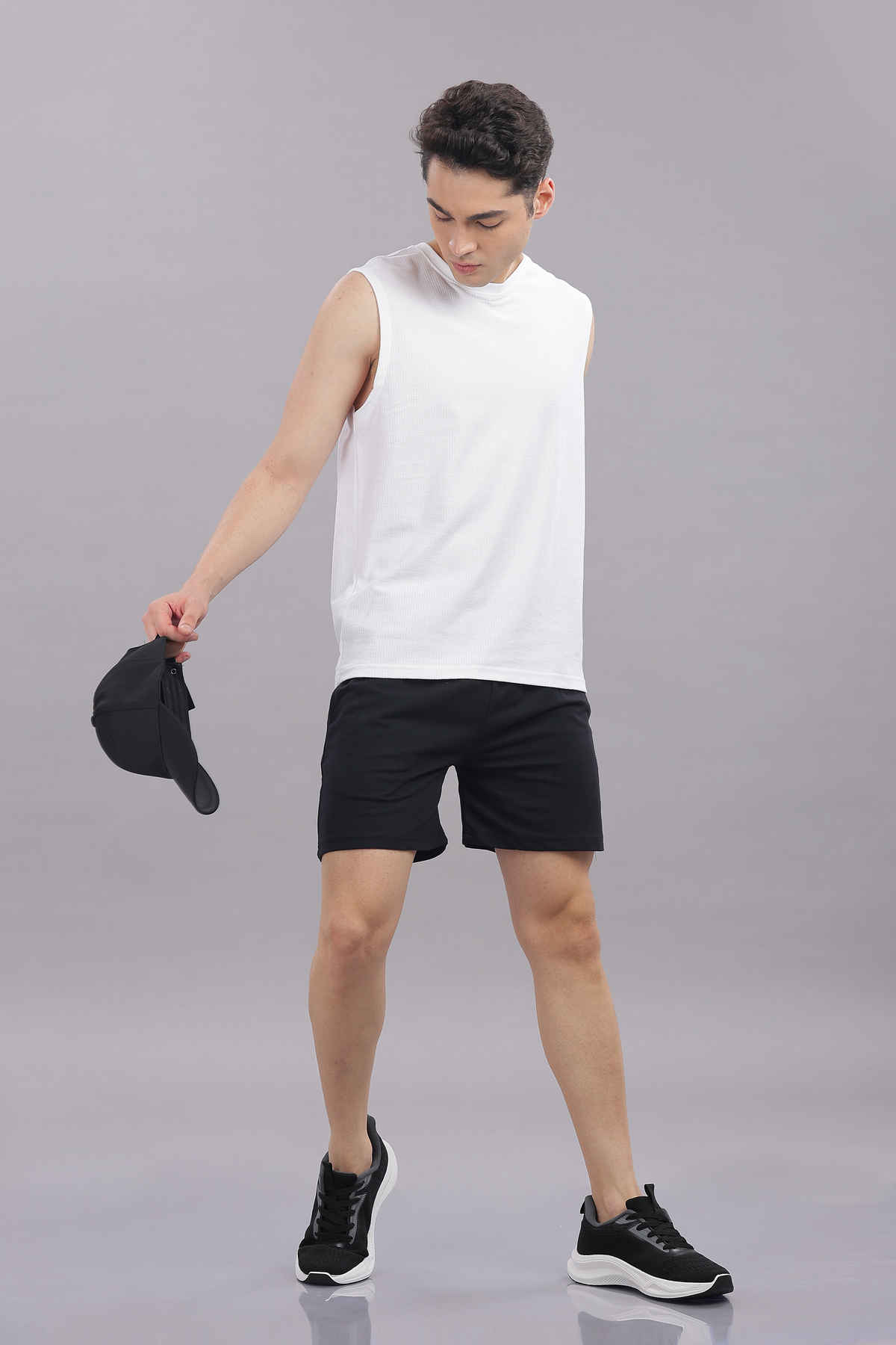 Springman Solid French Terry With Elastic & Drawstring Shorts For Men's | Black | S