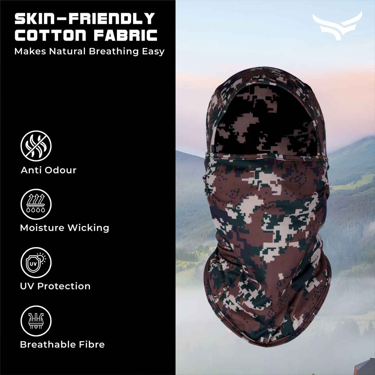 Xtrim UV-Protected Balaclava for Biking - Sweat Absorbing & Odour-Free | Camo Green