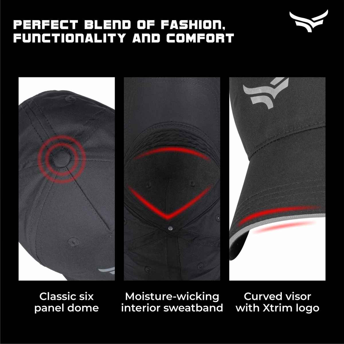 Xtrim Sports Cap - Black and Grey