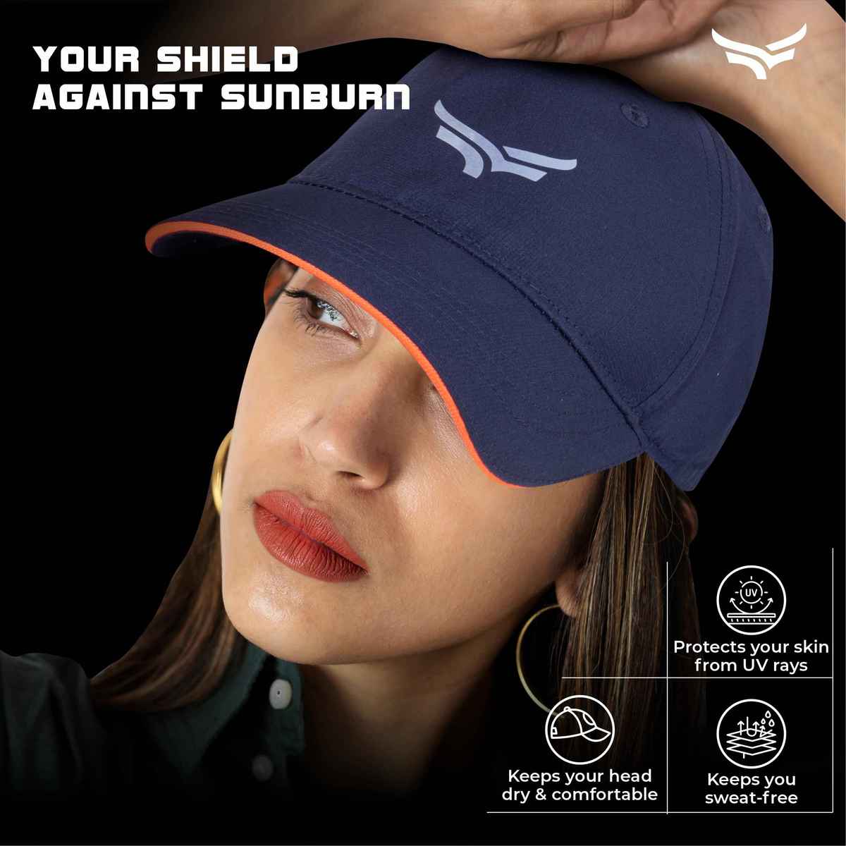 Unisex Adjustable Poly Cotton Head Cap- Blue and Orange