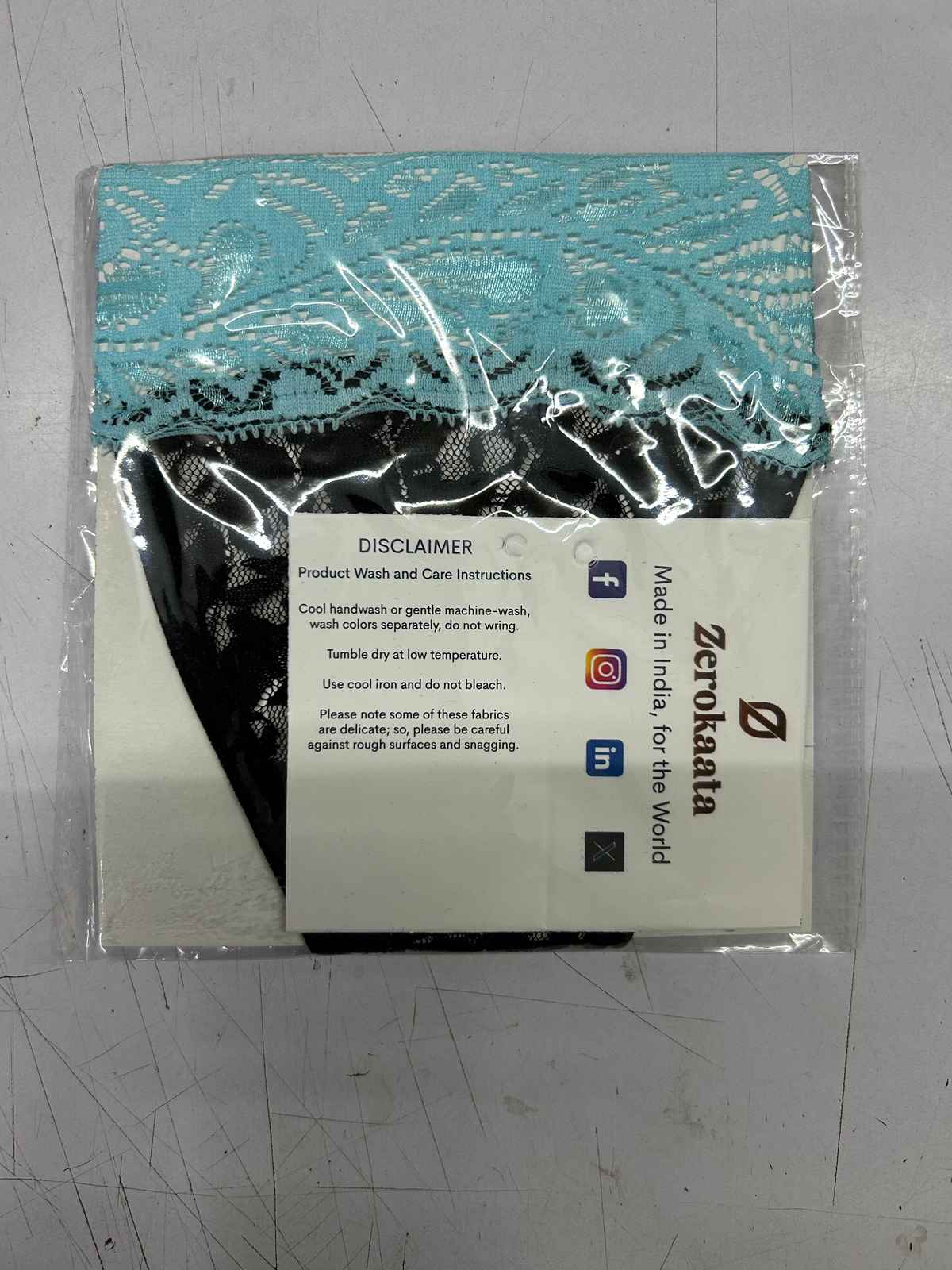 Secrets By Zerokaata Women's Lace Thong Briefs Panty | Blue & Black - Onesize