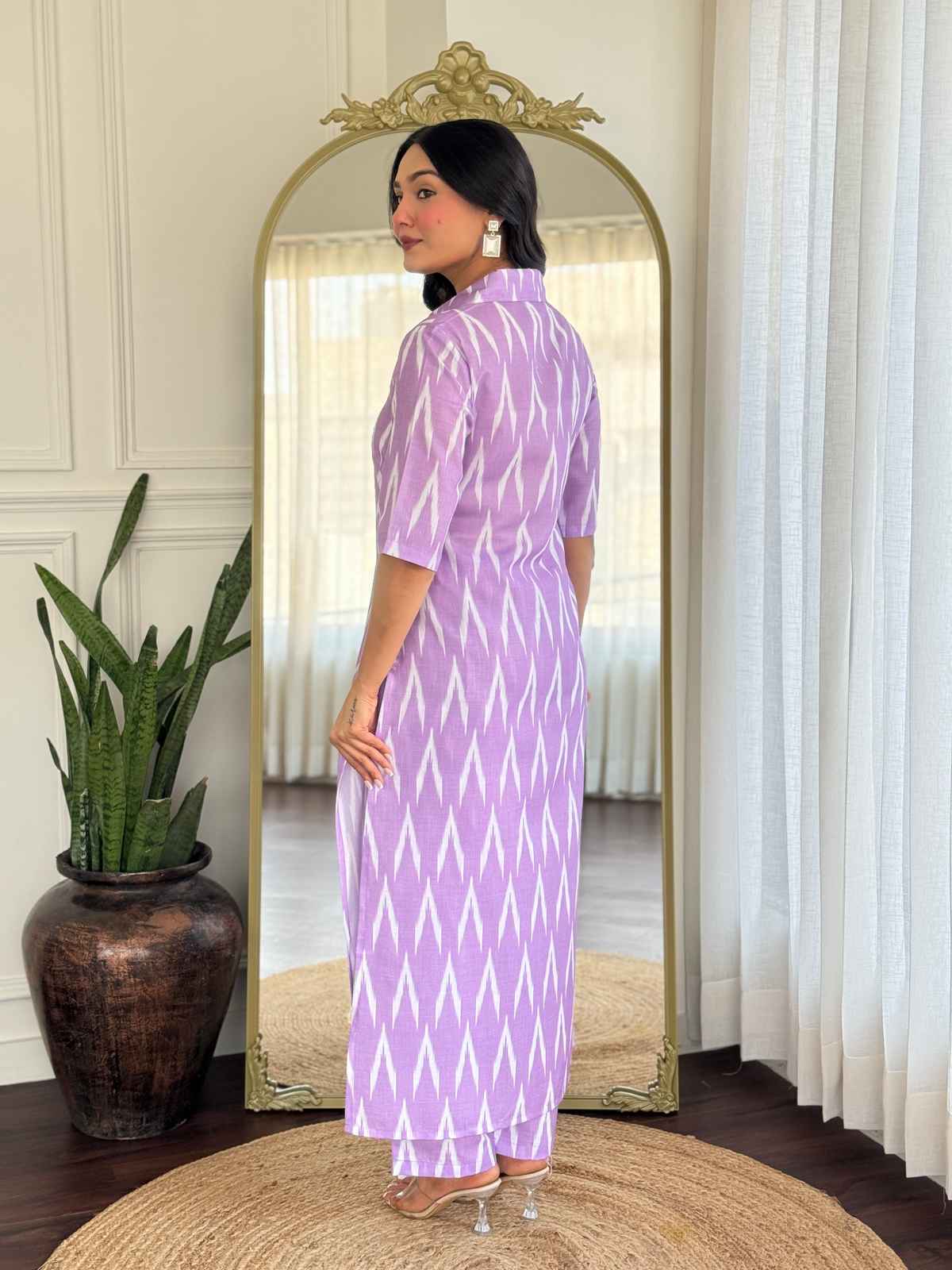 GoSriKi Women's Rayon Blend Straight Printed Kurta with Pant | DEMETER | Onion - S