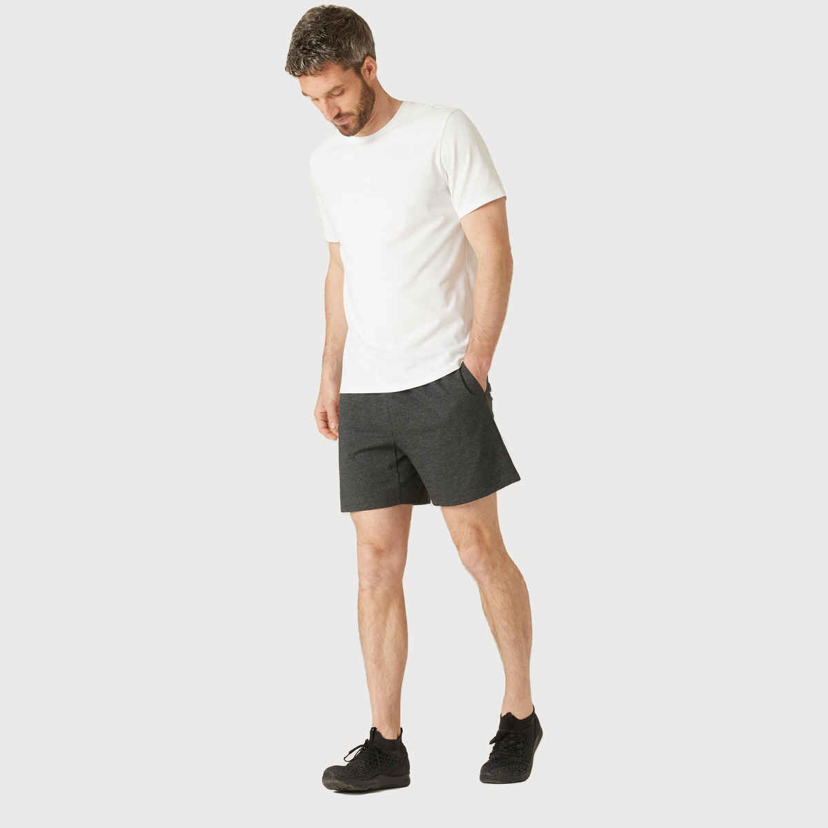 Decathlon Domyos Men Cotton Gym Shorts | Dark Grey | L