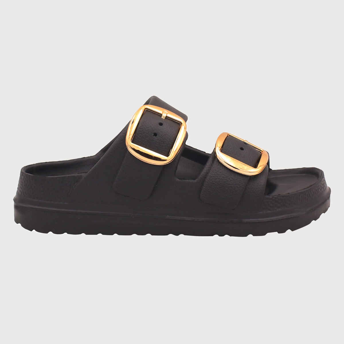 Bonkerz Ladies Double Strap Slippers SWL-3121 Black - UK 5