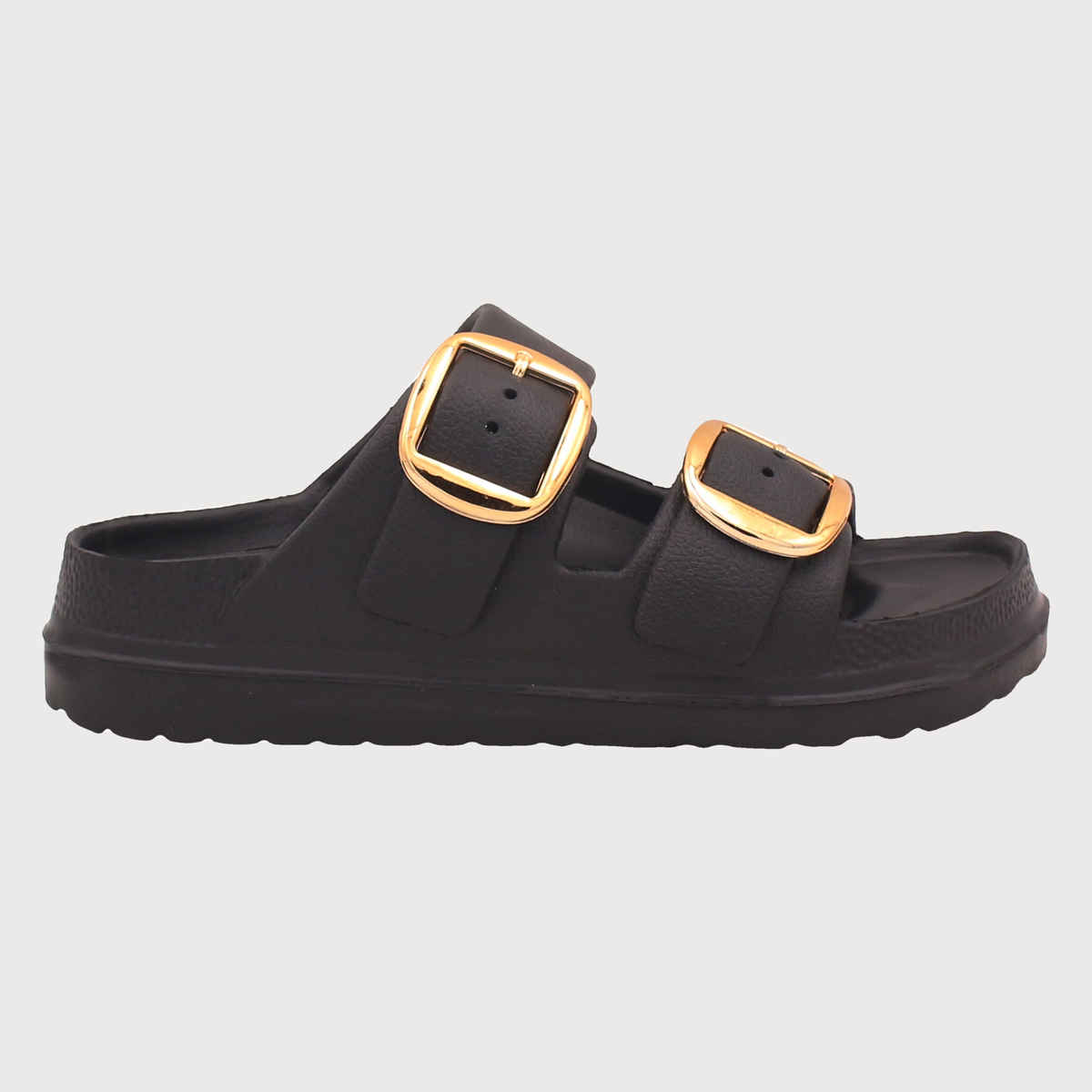 Bonkerz Ladies Double Strap Slippers SWL-3121 Black - UK 4