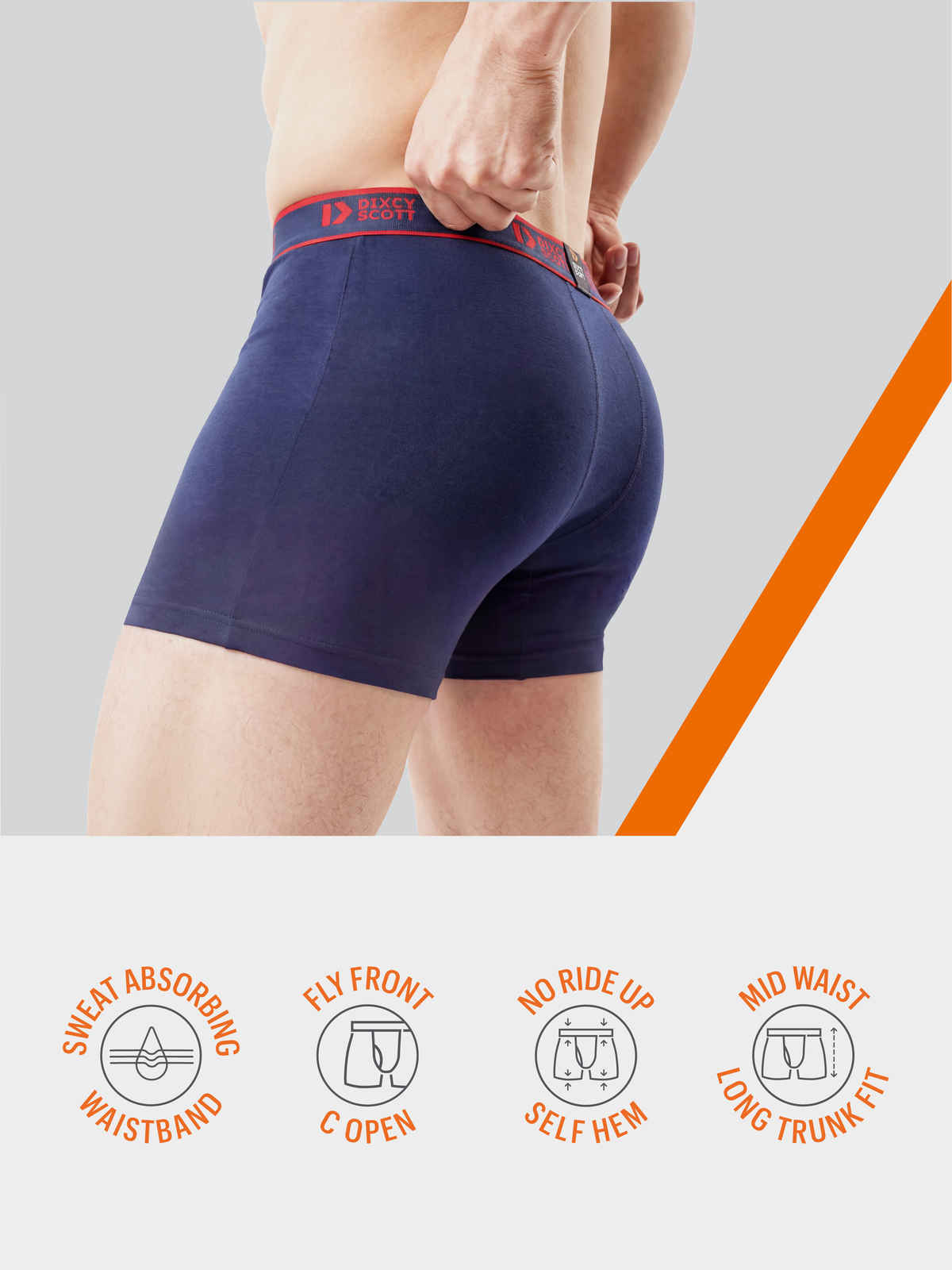 Dixcy Scott Men's Cross Trunk | 100% Combed Cotton - Soft & Breathable | Assorted