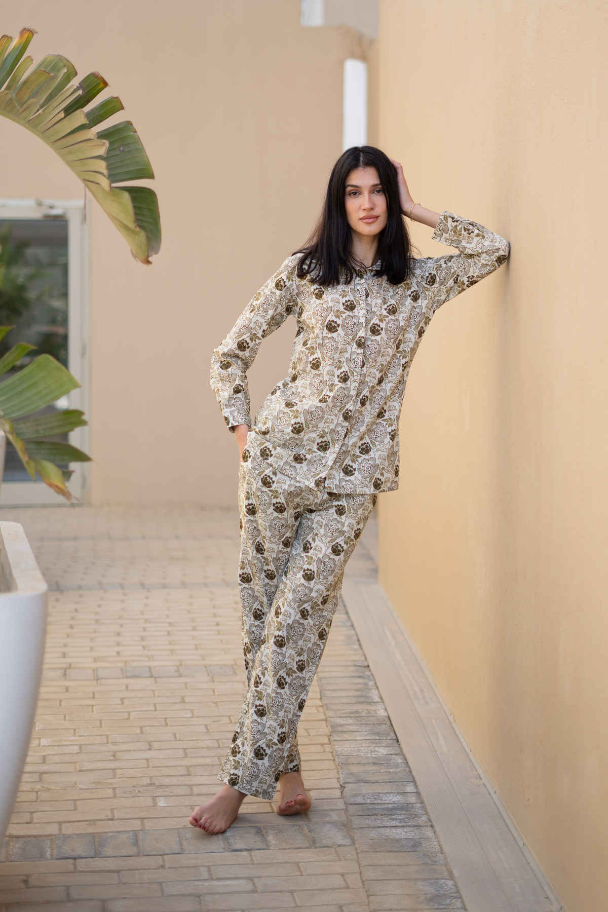 Sanskrutihomes Women's Pure Cotton Night suits | SE-NSP-734 | Green - XL