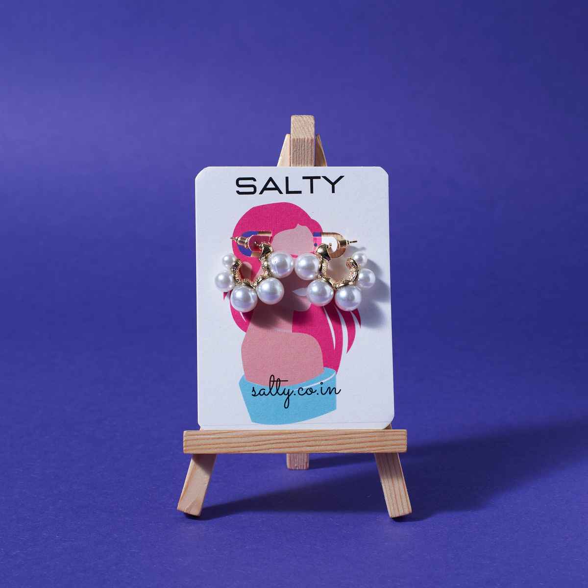 SALTY Pearl Perfection Earrings for Women and Girls| Anti-Tarnish | Gold and White