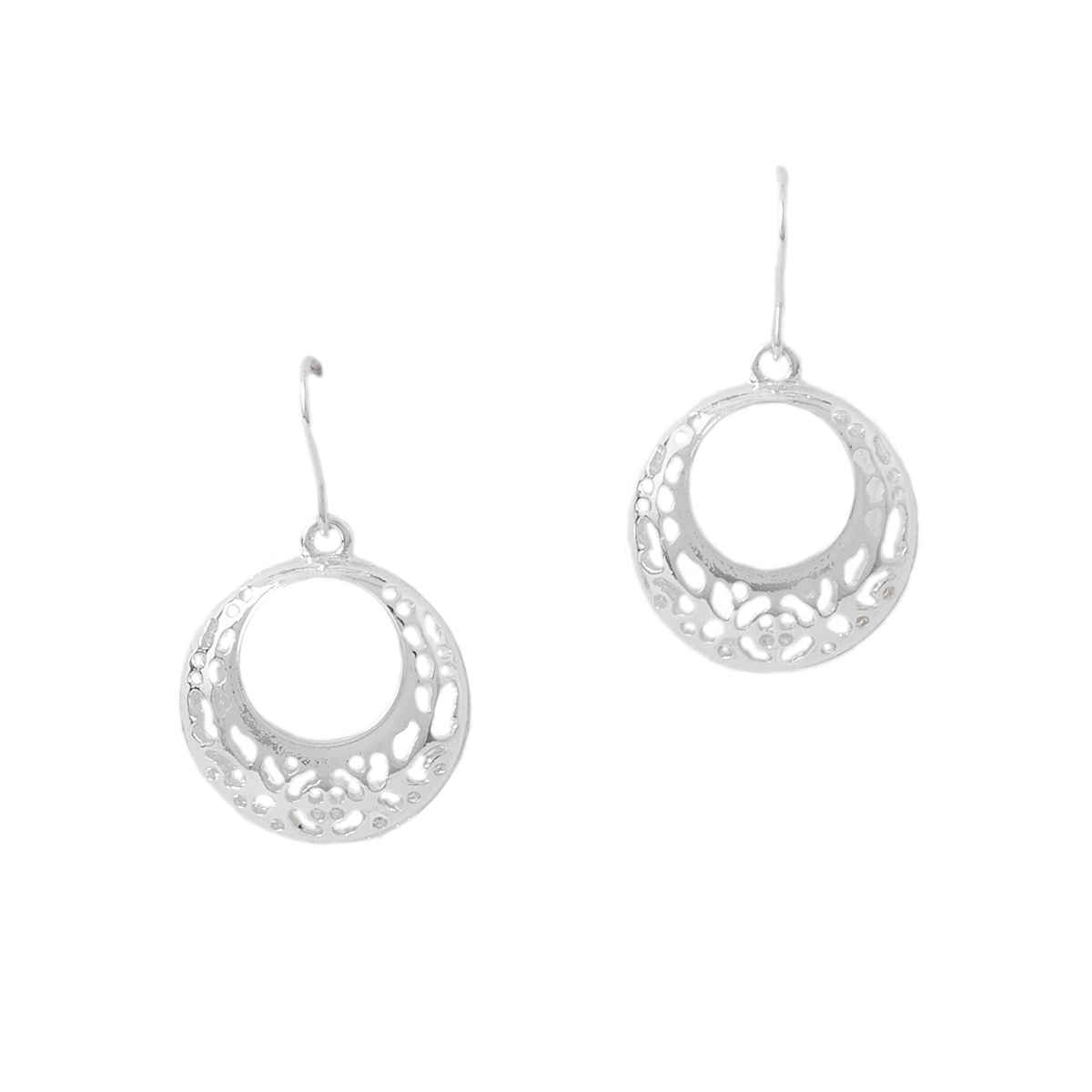 Accessorize London Women's Silver Filigree Short Drop Hoop Earring - Silver