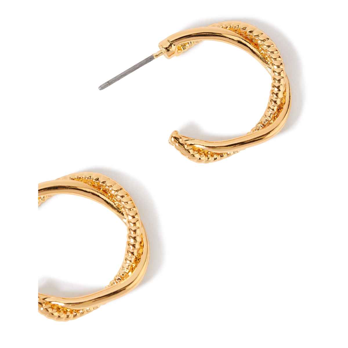 Accessorize London Women's Gold Super Classics Twist Textured Hoops Earring - Gold