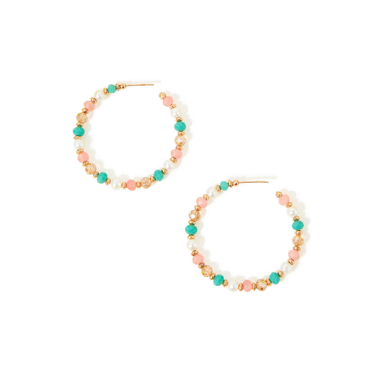 Accessorize London Multi Coral Beaded Hoop Earring - Multi