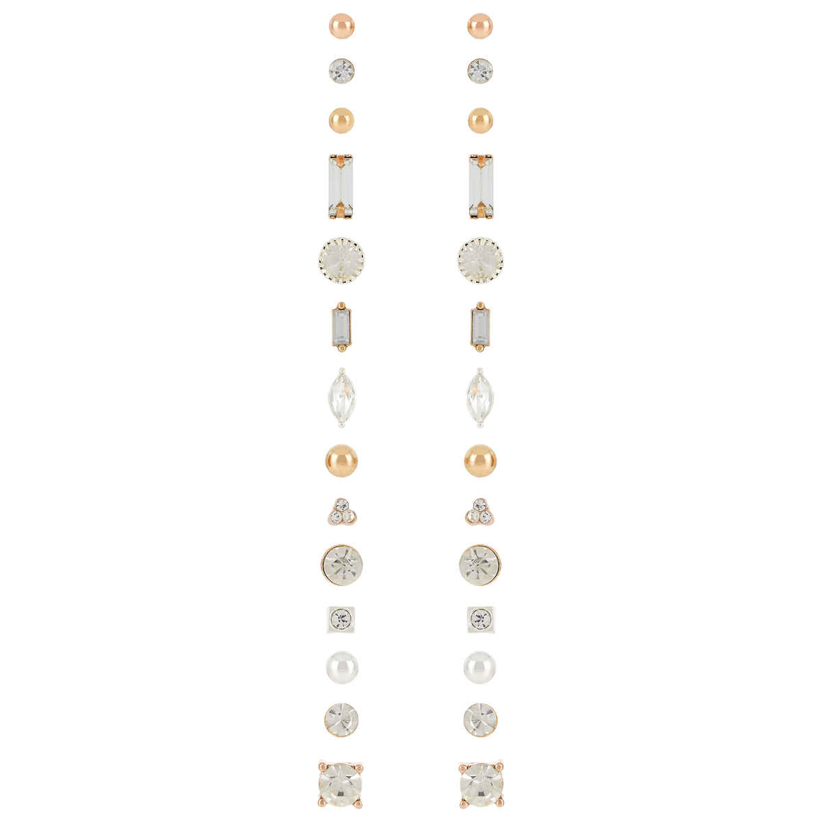 Accessorize London Women's Set Of 15 Sparkle Stone Stud Earrings - Metallics