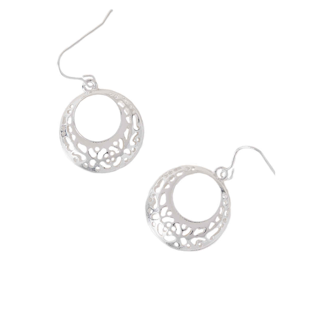 Accessorize London Women's Silver Filigree Short Drop Hoop Earring - Silver