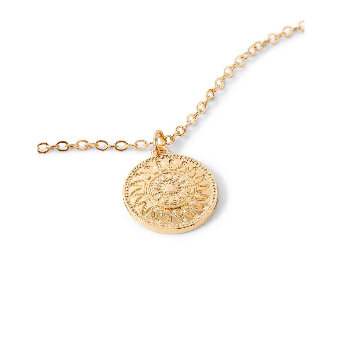 Accessorize London Women's Gold Filigree Coin Pendant Necklace - Gold