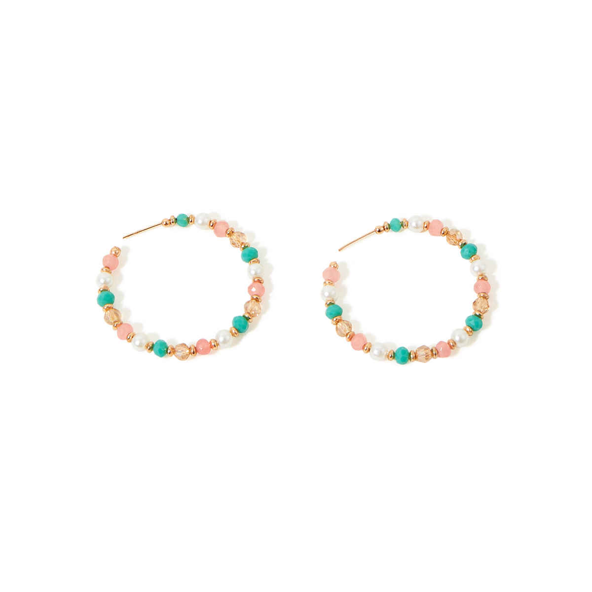 Accessorize London Multi Coral Beaded Hoop Earring - Multi