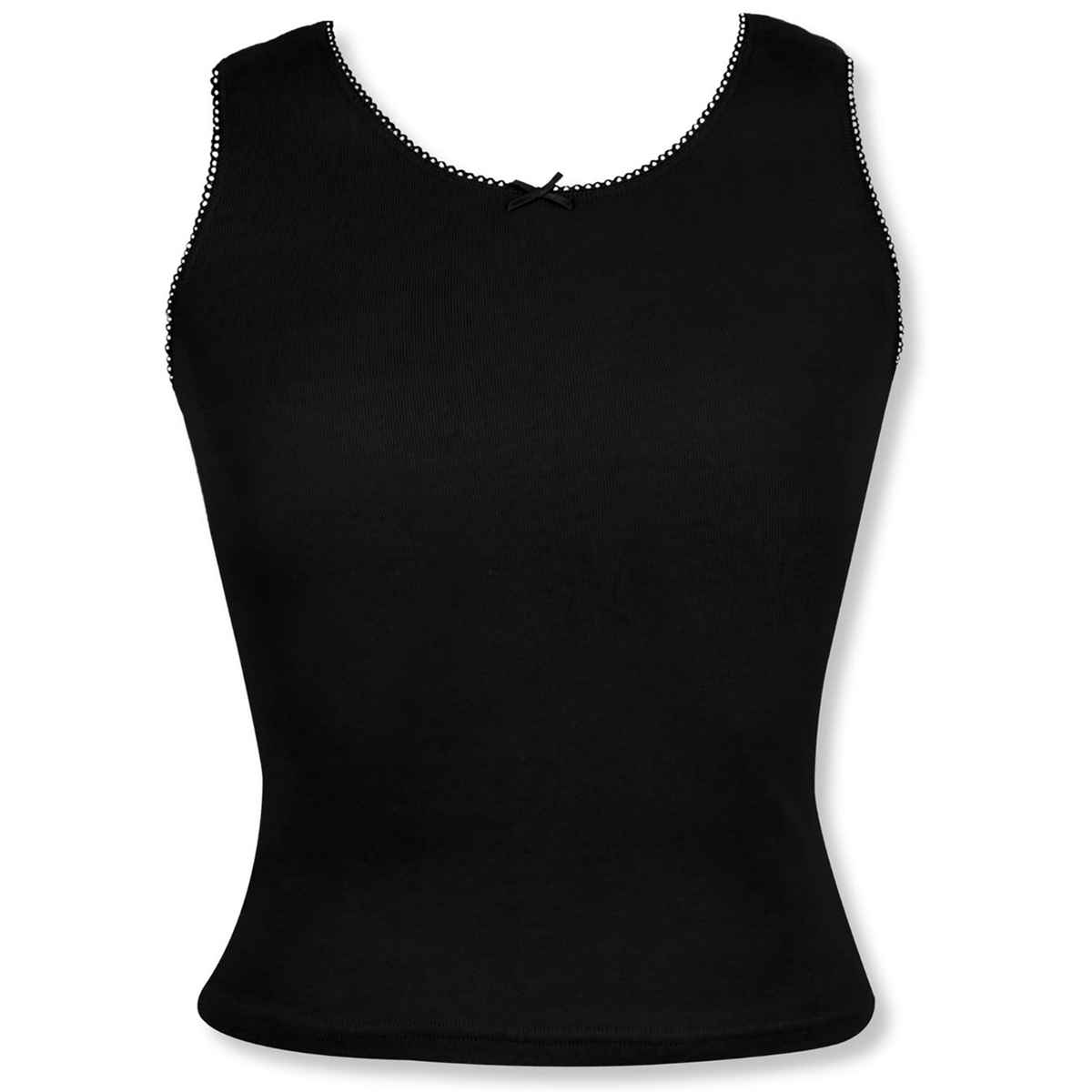 D'Chica Girl's Cotton Tank Top | Black - XS