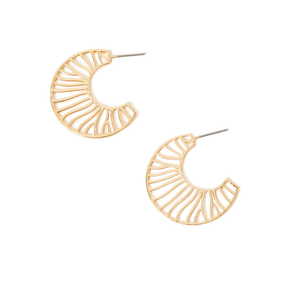 Accessorize London Women's Gold Cutout Crescent Hoop Earring - Gold