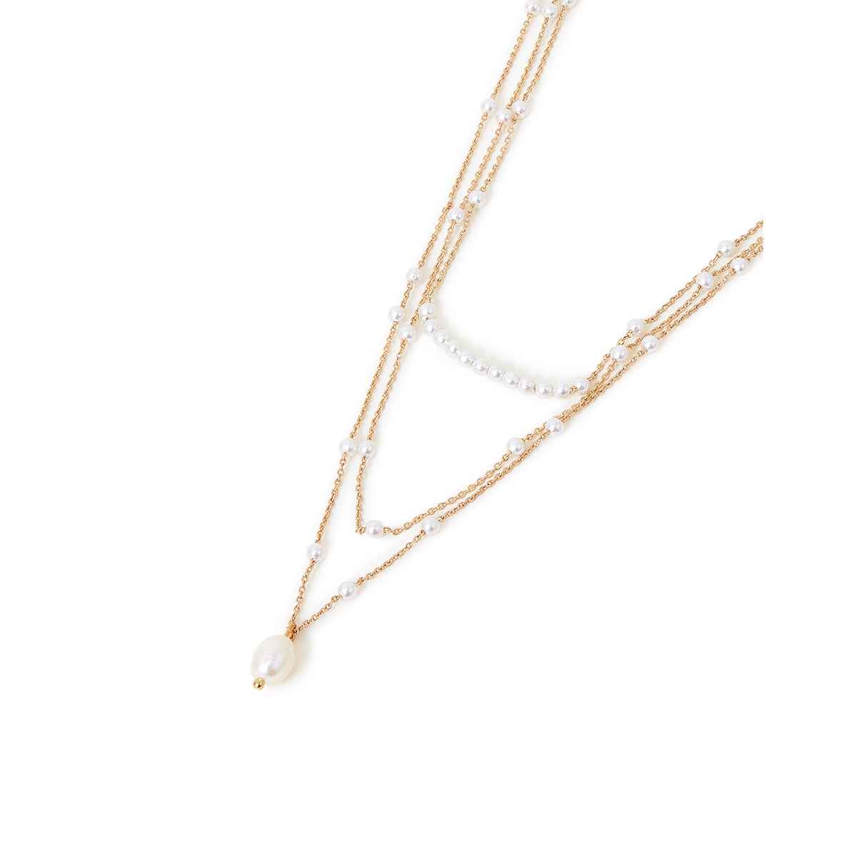 Accessorize London Women's Gold Layered Pearl Station Necklace - Gold