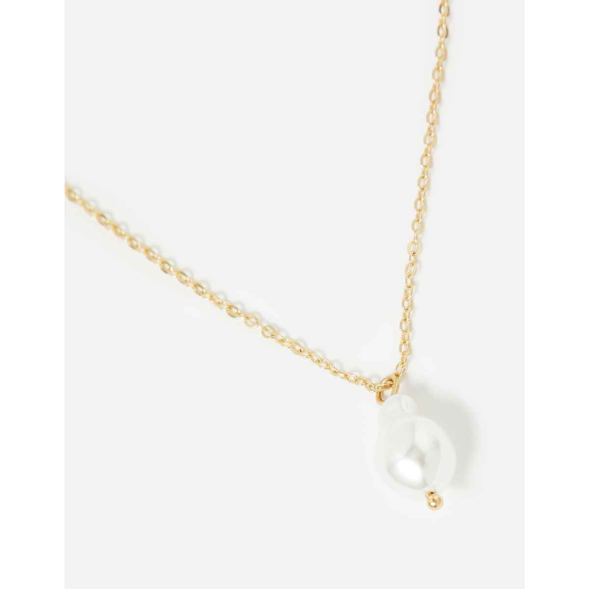 Accessorize London Women's Gold Single Pearl Pendant - Gold