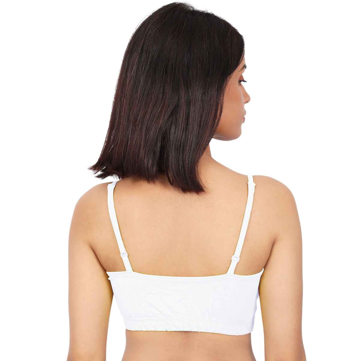 D'Chica Thin Strap Sports Bra For Women's | Double Layered Full Coverage Bra | White | S