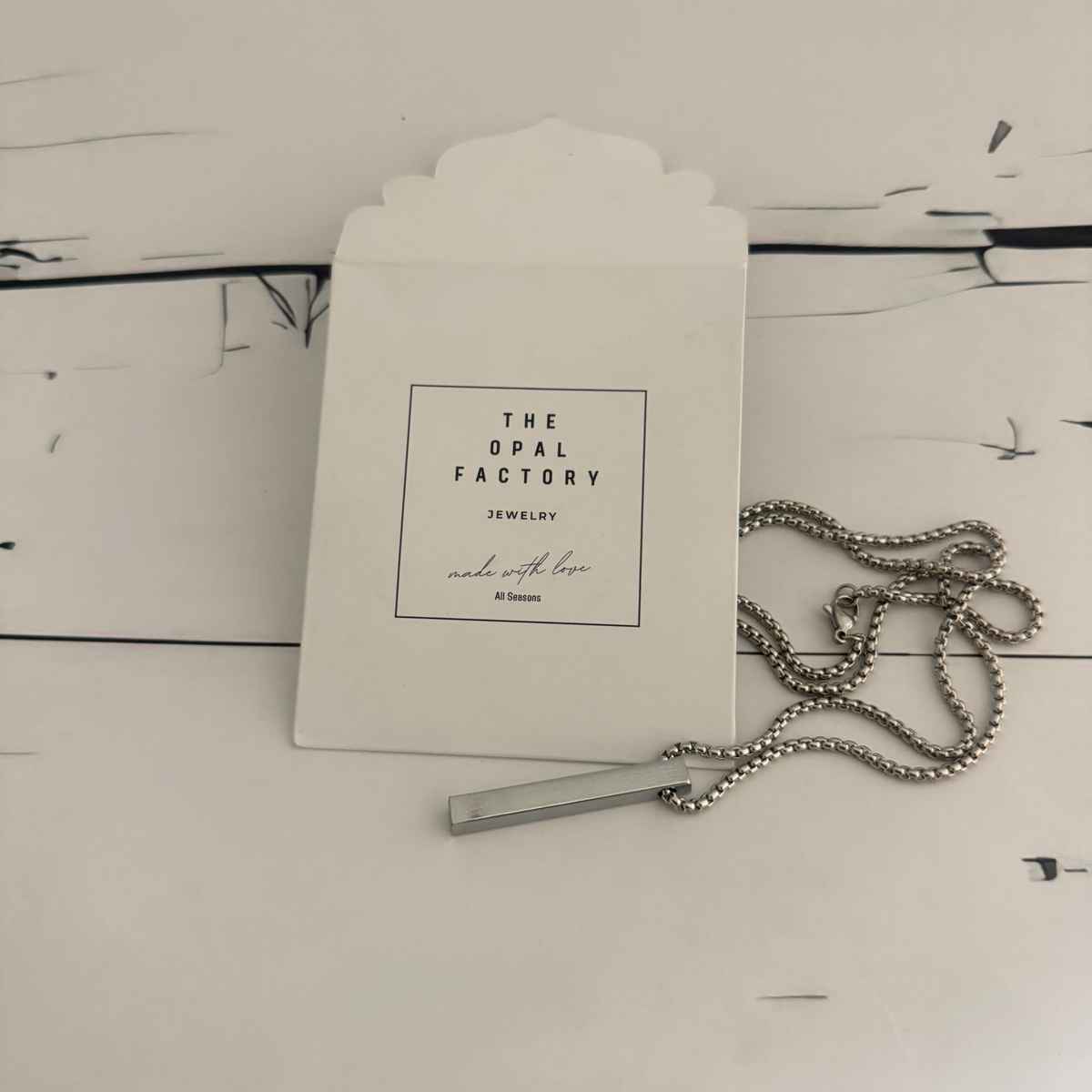 The Opal Factory Men's Pendant | Bar Pendant with Chain | Necklace-107 | Silver