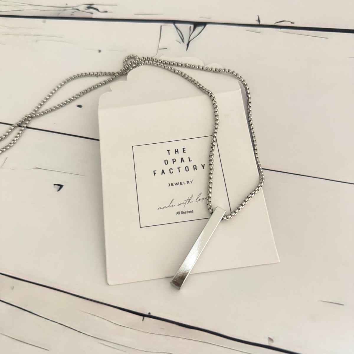The Opal Factory Men's Pendant | Bar Pendant with Chain | Necklace-107 | Silver