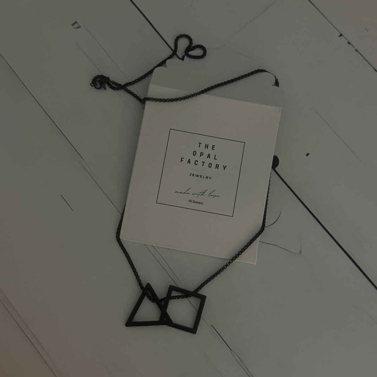 The Opal Factory Men's Jewelry Triangle in Square Pendant Chain | Necklace-093 | Black