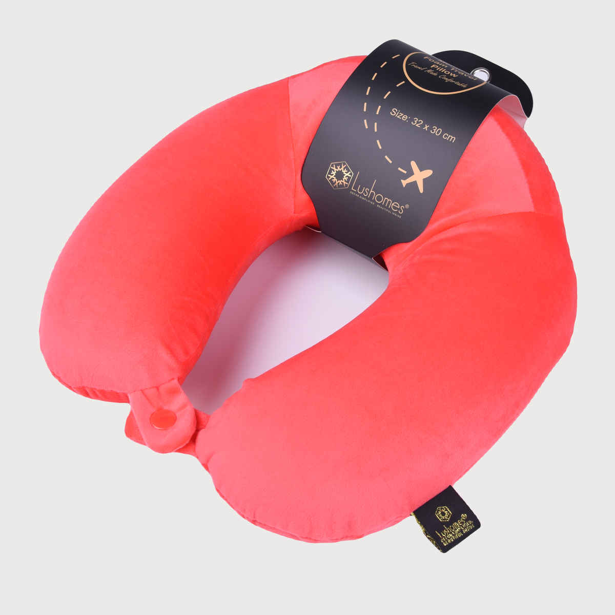 Lushomes Unisex Solid Memory Foam Neck Pillow | Red - One Size