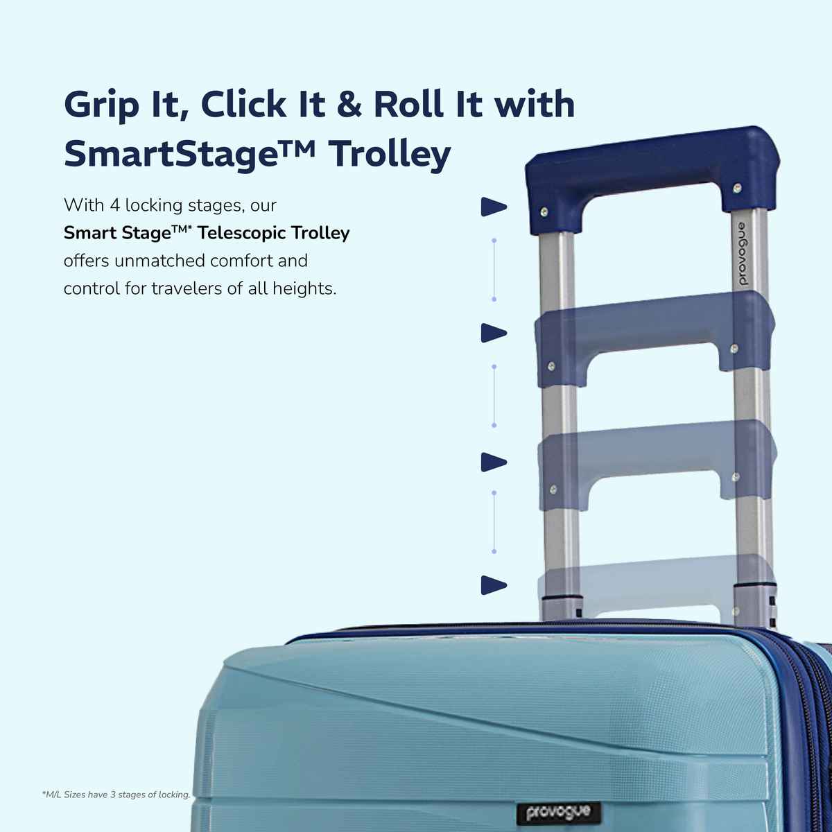 Provogue Azure Hard-Sided PP Large Check-in Luggage Trolley Bag | Saphire-Peacock Blue - 75 cm