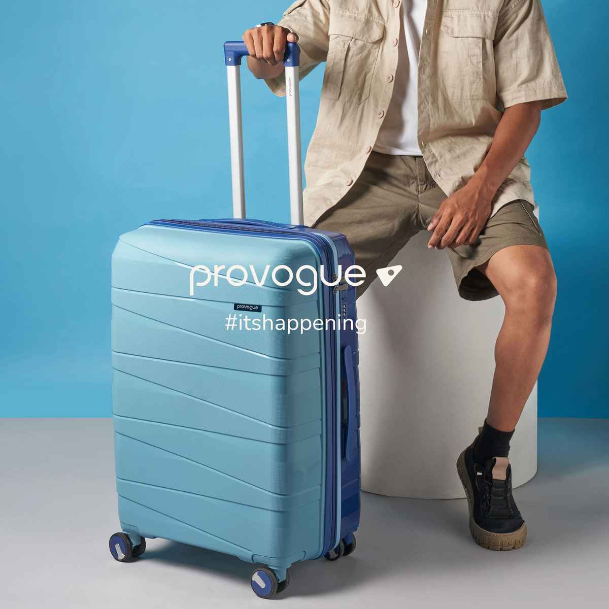 Provogue Azure Hard-Sided PP Large Check-in Luggage Trolley Bag | Saphire-Peacock Blue - 75 cm
