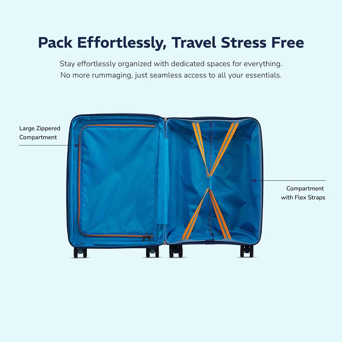 Provogue Azure Hard-Sided PP Large Check-in Luggage Trolley Bag | Saphire-Peacock Blue - 75 cm