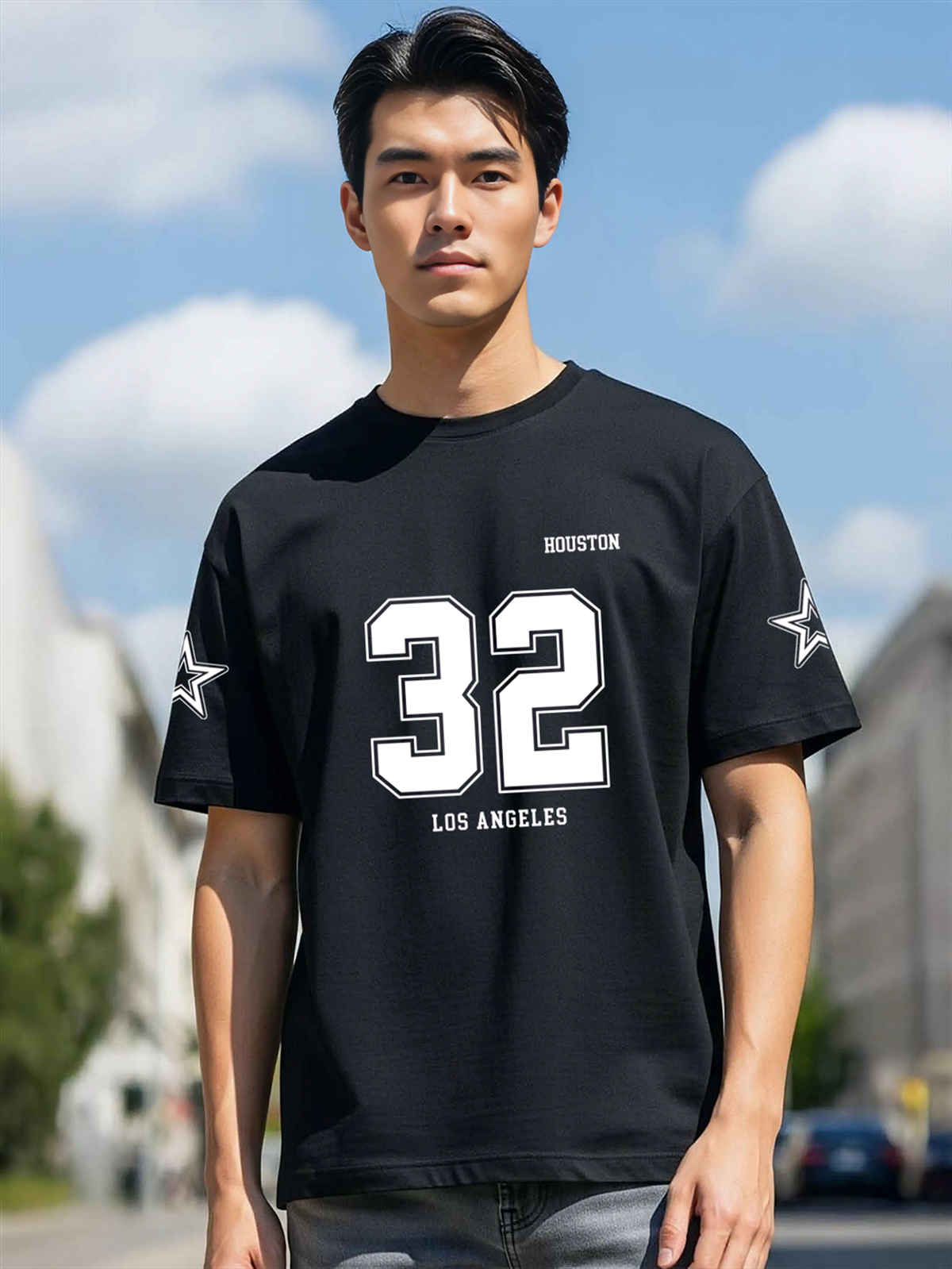 BENNY BROOKS Men's Round Neck half sleeve Oversized T-shirt |AA(ARN)BLACK43 | Black - M