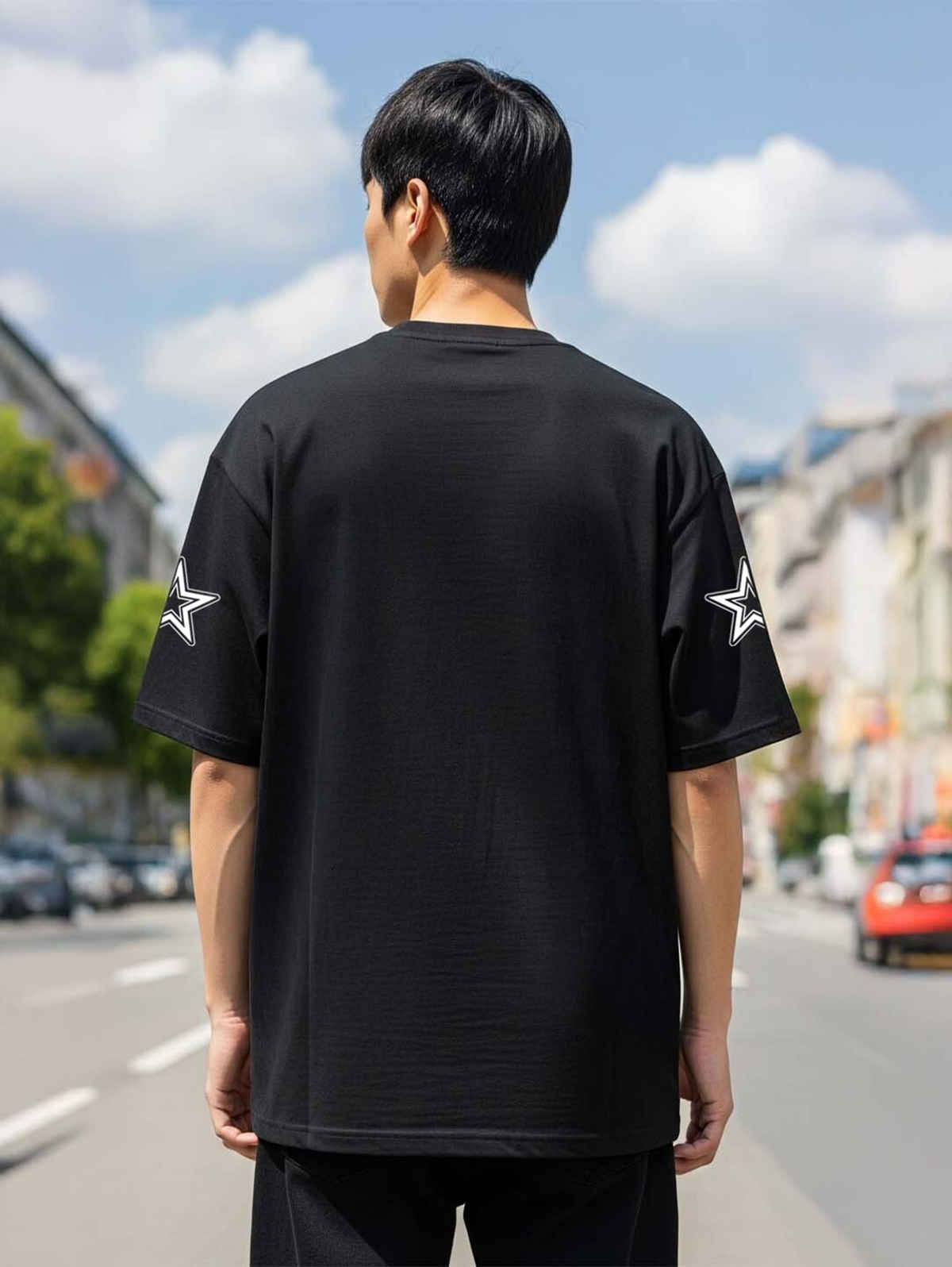BENNY BROOKS Men's Round Neck half sleeve Oversized T-shirt |AA(ARN)BLACK43 | Black - M