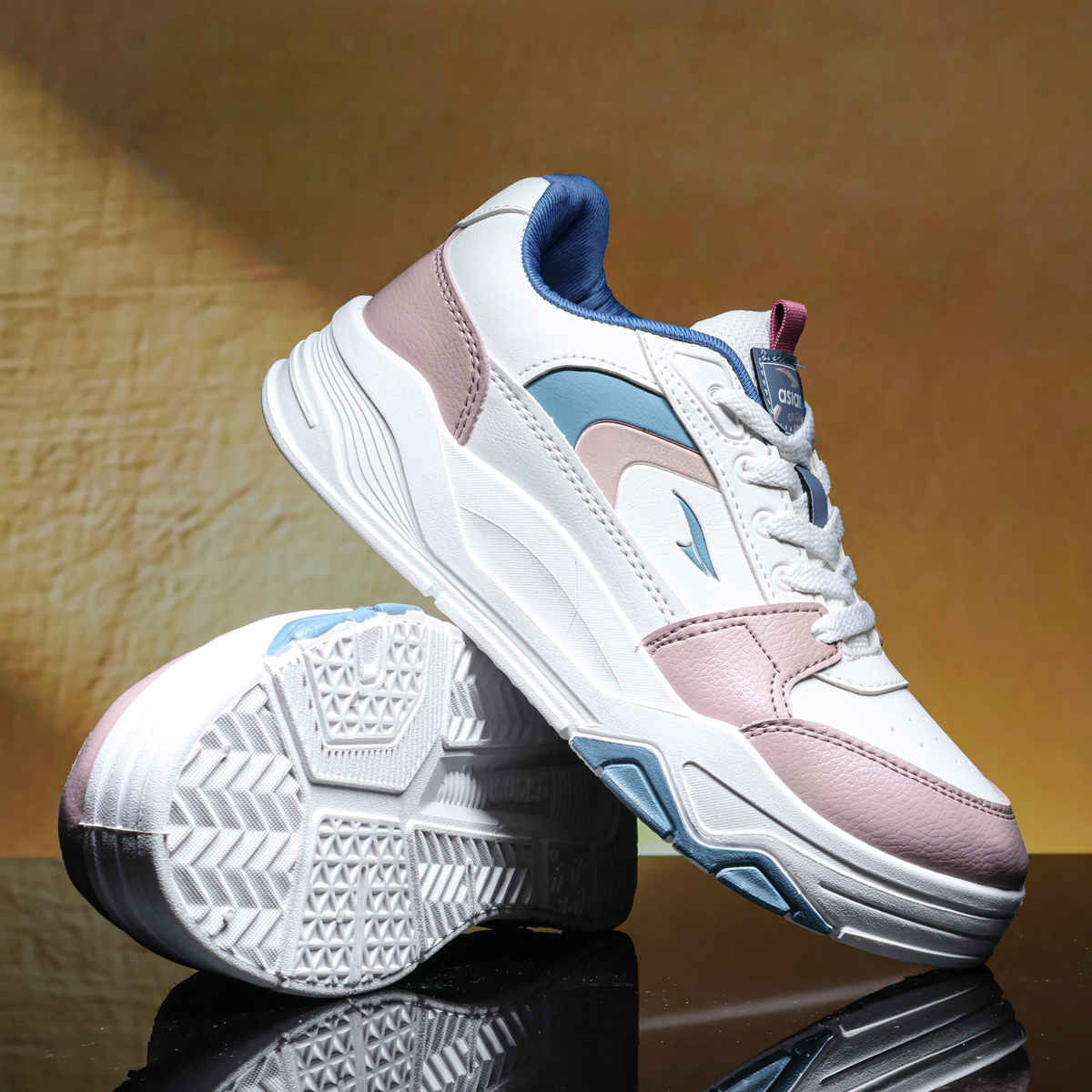 Asian Women's Lace up Sneakers | PETAL-01 | White | UK 6