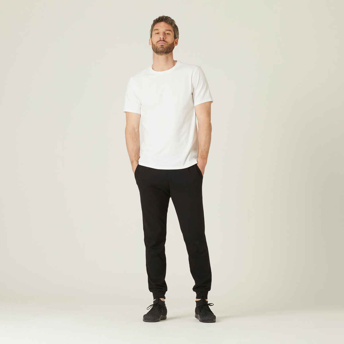 Decathlon Domyos Men Cotton Fitness Trackpants | Black | L